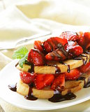 strawberry millefeuille with chocolate sauce
