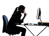 business woman computer computing  silhouette