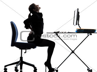 business woman sitting  backache pain silhouette