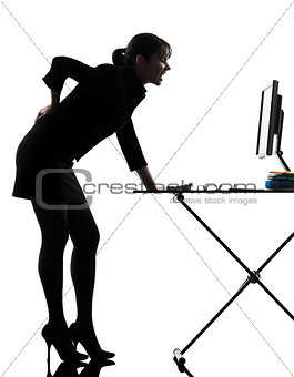 business woman backache pain standing full length  silhouette