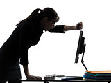 business woman computer failure breakdown silhouette
