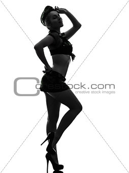 sexy woman in army uniform silhouette