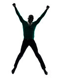 african black man jumping happy silhouette
