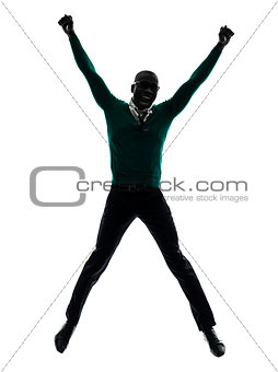 african black man jumping happy silhouette