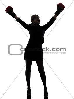 business woman boxing gloves silhouette