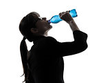 business woman drinking water energy  silhouette