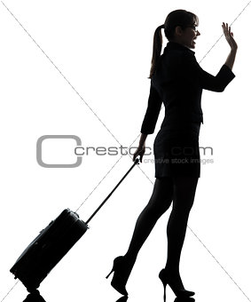business woman  traveling saluting   silhouette