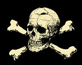 Vector. Evil skull with bones. Warning sign