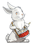 hare playing drum