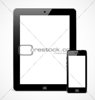 Realistic mobile devices set template