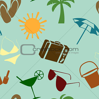 Summer and beach seamless pattern