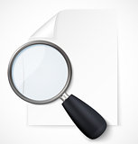 Paper note with magnifying glass icon