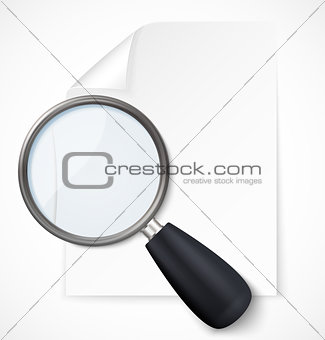 Paper note with magnifying glass icon