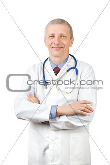 Mature physician with crossed hands