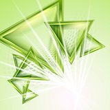 Green abstract background with triangles.