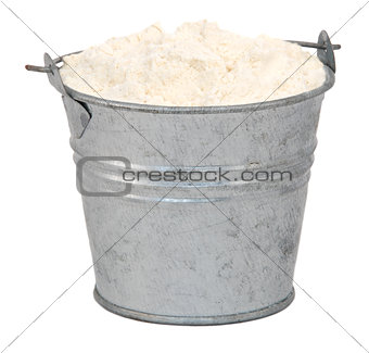 Plain / all purpose flour in a miniature metal bucket