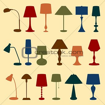 Set of lamp icons