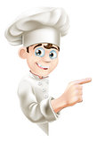 Cartoon Chef Pointing at Sign