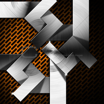 Orange and Metal Geometric Background