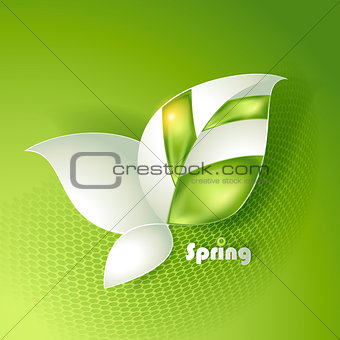 Card with vector stylized leaves