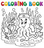 Coloring book octopus sailor 1
