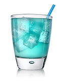 Blue cocktail in a glass isolated