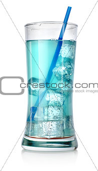 Blue cocktail in big glass
