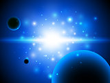Space background with stars and planet.