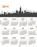 2014 year stylish calendar on cityscape grunge background