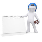 3d man holds a football helmet desk calendar