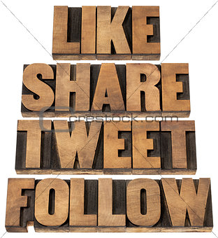 like, share, tweet, follow
