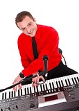 Portrait of a musician with digital piano