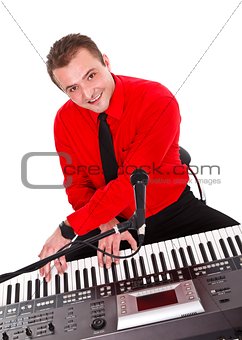 Portrait of a musician with digital piano