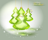 Glass Christmas tree on green