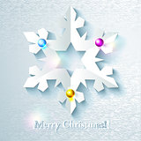 Abstract Christmas Background with paper snowflake
