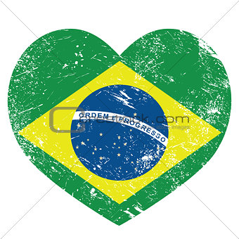 Brazil retro heart shaped flag