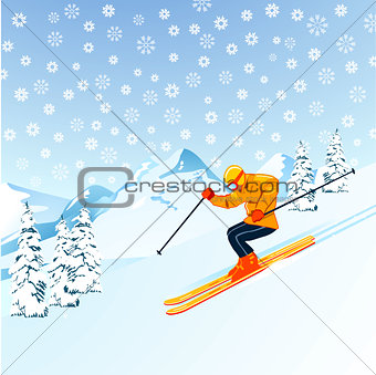 Skiers in the mountains