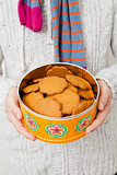 Tin of gingerbread biscuits