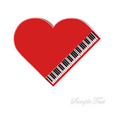 Red piano on white background