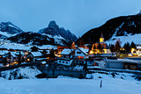 Ski Resort of Corvara at Night, Alta Badia, Dolomites Alps, Ital