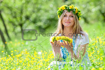 woman with flower wreath
