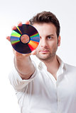 man holding a cd man holding a cd man holding a cd man holding a