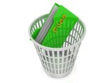 White basket with a folder for files