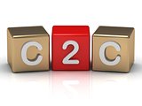 C2C Client to Client symbol on gold and red cubes 
