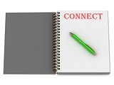 CONNECT inscription on notebook page 