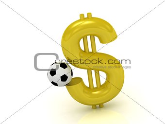 Dollar with the ball in soccer 