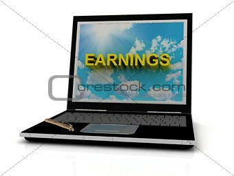 EARNINGS sign on laptop screen 