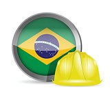 Brazilian flag and construction helmet