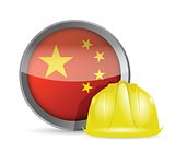 china flag and construction helmet