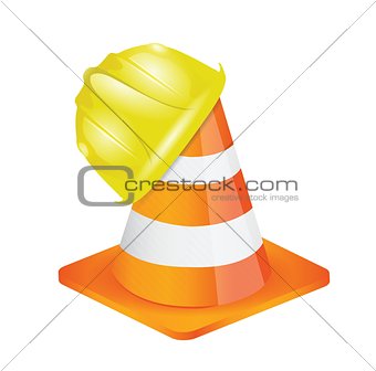 Helmet for builder worker illustration